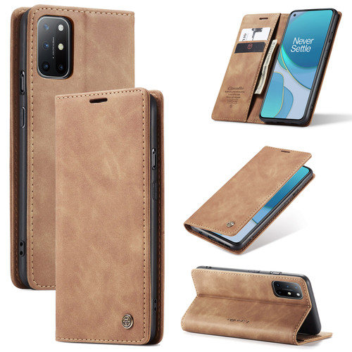 OnePlus 8T CaseMe 013 Multifunctional Retro Frosted Horizontal Flip Leather Case with Card Slot & Holder & Wallet - Brown